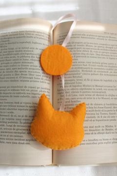 Semn de carte - Pisica portocalie - Dovleac