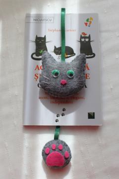 Semn de carte - Pisica gri ochi verzi - Suzie