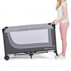 Patut pliabil cu accesorii pentru bebelusi - Leody, gri