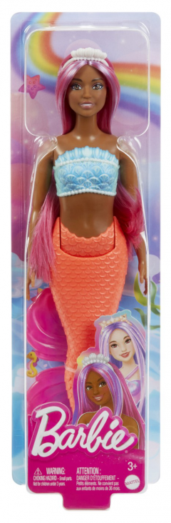 Papusa - Barbie Dreamtopia - Sirena cu par magenta si coada portocalie