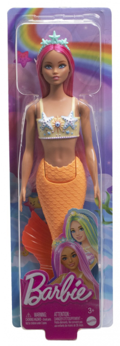 Papusa - Barbie Dreamtopia - Sirena cu parul roz si coada portocalie