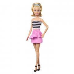 Papusa - Barbie Fashionista - Blonda cu parul prins in coada si fusta roz