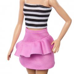 Papusa - Barbie Fashionista - Blonda cu parul prins in coada si fusta roz