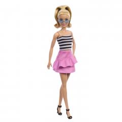 Papusa - Barbie Fashionista - Blonda cu parul prins in coada si fusta roz