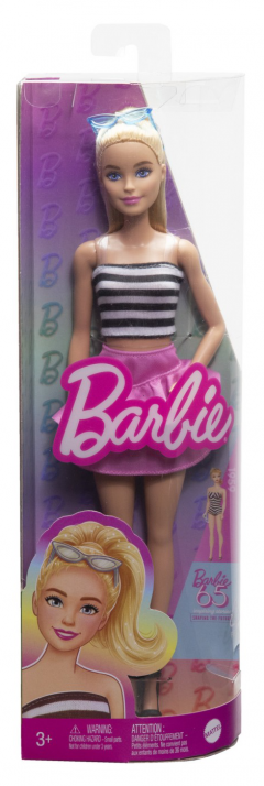 Papusa - Barbie Fashionista - Blonda cu parul prins in coada si fusta roz