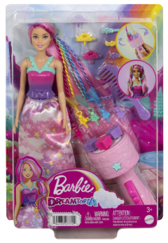 Papusa - Barbie Dreamtopia - Barbie cu aparat de coafat