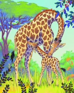 Mica girafa - Acasa, in savana