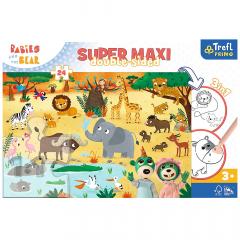 Puzzle 24 piese - Trefl Primo - Super Maxi - Babies and the Bear in Safari
