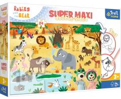 Puzzle 24 piese - Trefl Primo - Super Maxi - Babies and the Bear in Safari