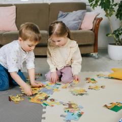 Puzzle 24 piese - Trefl Primo - Super Maxi - Babies and the Bear in Safari