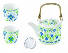Set ceainic cu 2 cesti - Flowers Garden