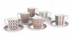 Set 6 cesti cu farfurie - Coffemania - Geoethnic