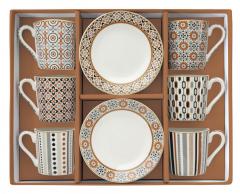 Set 6 cesti cu farfurie - Coffemania - Geoethnic