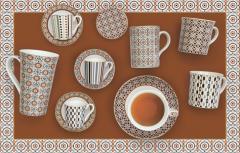 Set 6 cesti cu farfurie - Coffemania - Geoethnic