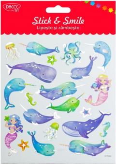 Set stickers - Lipeste si zambeste - Balene cu Corn