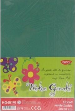 Set 10 coli hartie gumata - Verde inchis