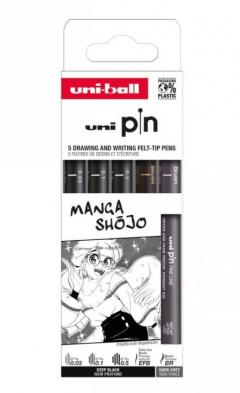 Set 3 linere si 2 markere - Uni Pin - Manga Shojo