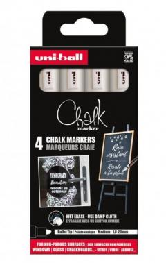 Set 4 markere cu creta lichida - Chalk - Alb