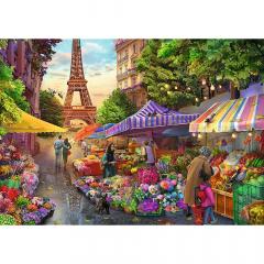 Puzzle Premium Plus Quality 1000 piese - Tea Time - Piata de flori, Paris