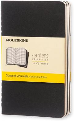 Set 3 caiete - Moleskine Cahiers - Pocket, Squared - Black