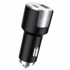 Incarcator Auto - Fast Charge 1 x port PD Type-C 20W + 1 x port USB-A QC 3.0 18W cu cablu Type-C la Type-C 20W