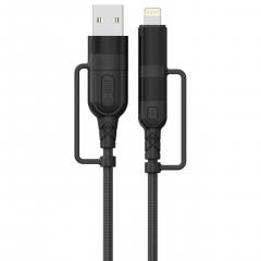 Cablu - Fisheye Series - Multi-connector 4 in 1, USB-A & Type-C la Type-C & Lightning