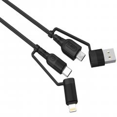 Cablu - Fisheye Series - Multi-connector 4 in 1, USB-A & Type-C la Type-C & Lightning