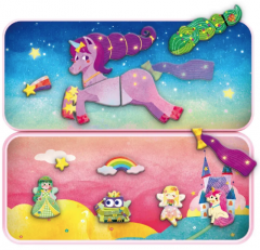 Puzzle magnetic in cutie metalica - Unicorni, 30 piese