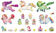 Puzzle magnetic in cutie metalica - Unicorni, 30 piese