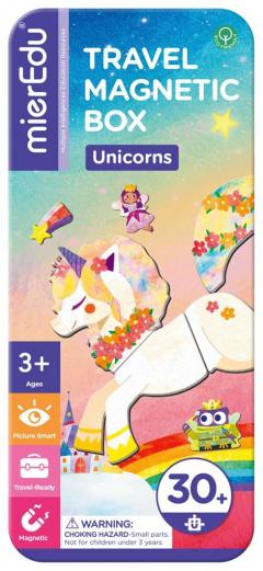 Puzzle magnetic in cutie metalica - Unicorni, 30 piese