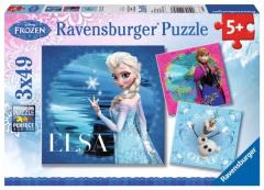 Puzzle 3X49 piese - Frozen - Elsa, Anna si Olaf