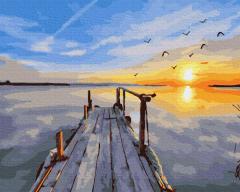 Set pictura pe numere - Ponton la apus 50x40 cm