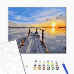 Set pictura pe numere - Ponton la apus 50x40 cm