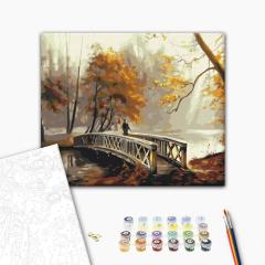 Pictura pe numere - Toamna cu ceata, 40x50 cm