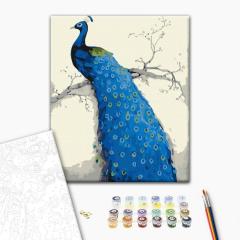 Pictura pe numere - Paun, 40x50 cm