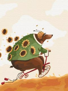 Pictura pe numere - Ursul in aventura, 30x40 cm