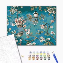 Pictura pe numere - Ramuri cu pitigoi, 50x40 cm