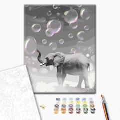 Pictura pe numere - Elefantul visator, 30x40 cm