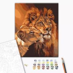 Pictura pe numere - Iubirea dintre lei, 40x50 cm