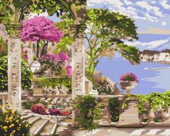 Pictura pe numere - Flori in gradina, 50x40 cm