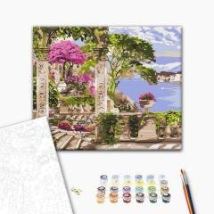 Pictura pe numere - Flori in gradina, 50x40 cm