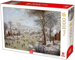 Puzzle 1000 piese - Winterlandscape with a Bird Traps