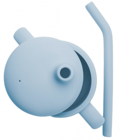 Cana din silicon cu pai si capac - Aqua Blue