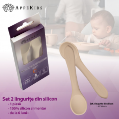 Set 2 lingurite din silicon - Bubble Beige