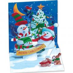 Felicitare 3D - Oameni de zapada