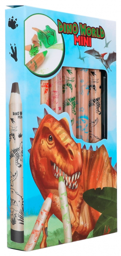 Set 5 creioane colorate + ascutitoare - Dino World