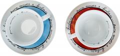Set 2 cesti cu farfurie - Blue and Red Cappuccino Cups-Saucers