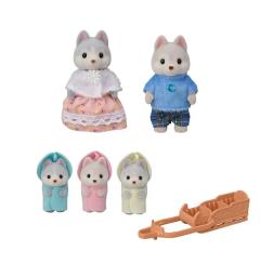 Set 5 figurine - Sylvanian Families - Familia catelusilor Husky