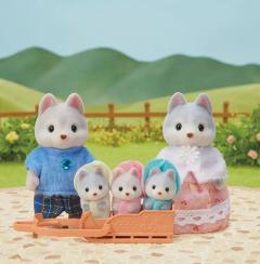 Set 5 figurine - Sylvanian Families - Familia catelusilor Husky