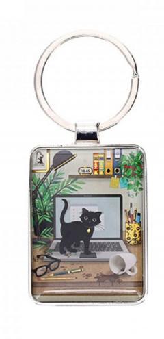 Breloc - Bug Art - Pisica neagra, Inox